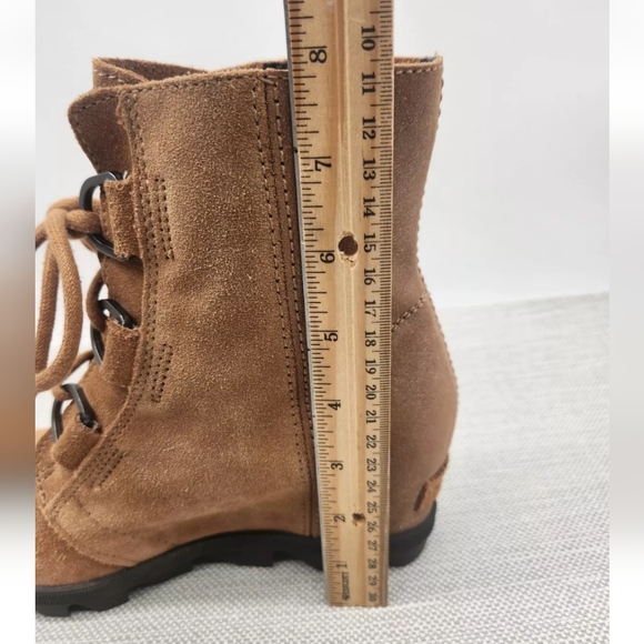 Sorel Size 4 Youth Hidden Wedge Boot Joan Of Arctic Il Camel Brown Suede - Picture 14 of 14
